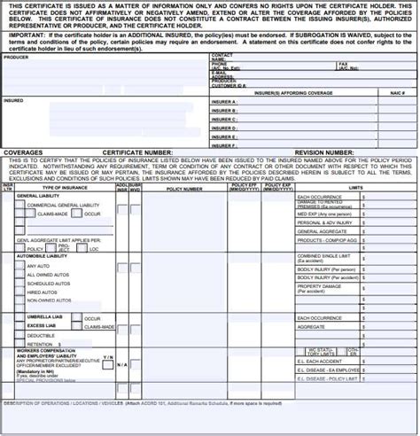 Certificate Of Liability Insurance Pdf Sample Form More