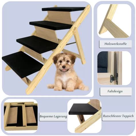 4 STUFEN HAUSTIERTREPPE HOLZ Hundetreppen Rampen Hunderampe Faltbare