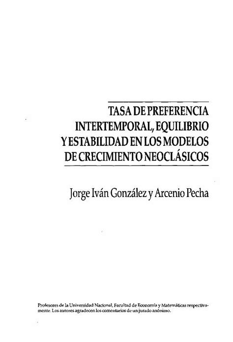 Pdf Tasa Depreferencia Intertemporal Equilibrio Consisten En