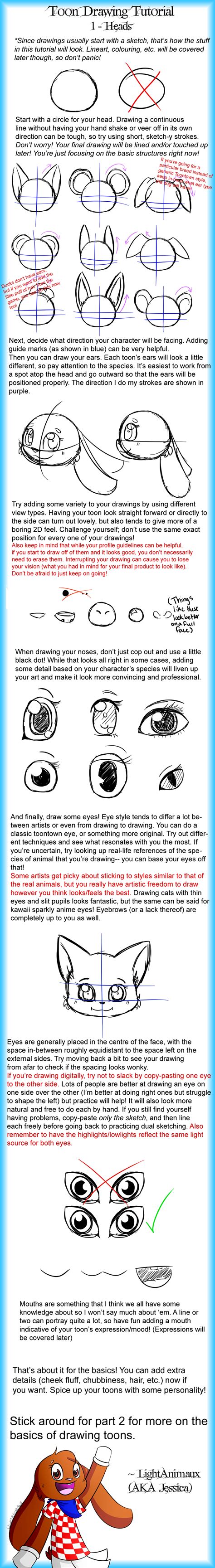 Toon Drawing Tutorial 1 - Heads by LightAnimaux on DeviantArt