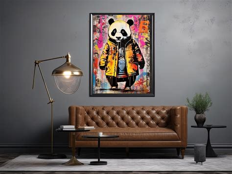 Panda Graffiti Wall Art, Printable Digital, Colorful Cute Panda Bear ...