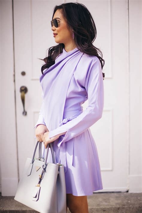 Pastel Tones - Lilac Drape Dress + Blush Heels - Color & Chic