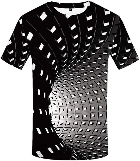 Buy Kyku Men Psychedelic Shirt 3d Optical Illusion T Shirt Black And White Geometry Swirl