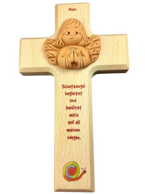 Kreuz F R Kinder Schutzengel Aus Ton Cm Kruzifix Holz Kreuz