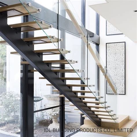 Mono Stringer Prefab Wood Stairs For House Project Modern Steel