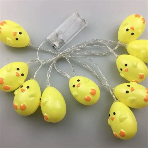 Set Easter Cute Little Chicken String Lights 5ft 10led Cartoon Yellow