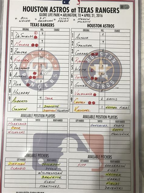 Custom Lineup Card Template