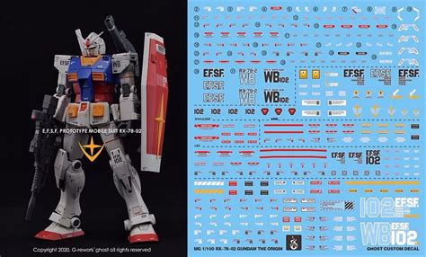 Yan Mg Rx 78 2 Gto 78 Gundam Waterslide Decal 1100 Ghost Custom