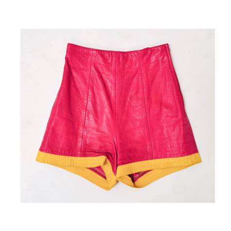 Vintage Pink Leather Shorts Hot Pants Leather Short Shorts By Etsy