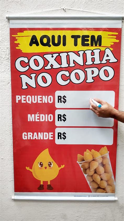 Banner Coxinha No Copo Tabela De Pre Os Escreve E Apaga Especial