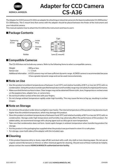 KONICA MINOLTA CS-A36 QUICK START MANUAL Pdf Download | ManualsLib