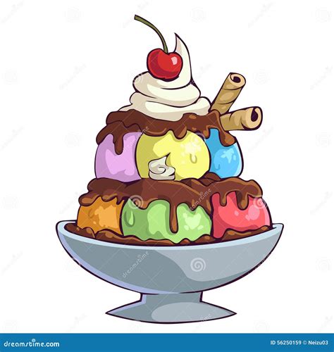 Cartoon Ice Cream Bowl Stock Illustration - Image: 56250159