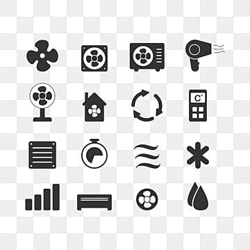 Various Types Of Icons On A White Background Including An Air