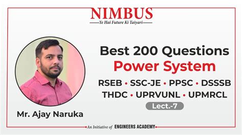 Best Questions Of Power System Rseb Ae Je Ppsc Dsssb Ssc Je