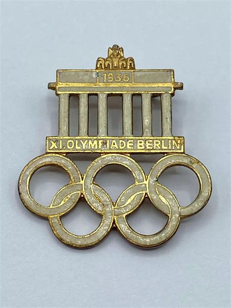 Pre WW2 German 1936 Olympics Berlin Enamel Badge Marked Ges Gesch In