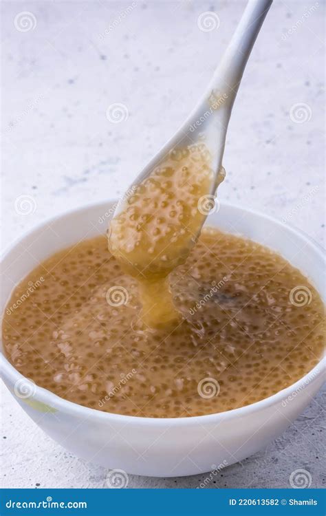 Sweet Sago Pudding, Made with Coconut Milk and Palm Sugar Stock Photo ...