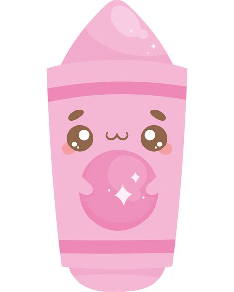 Pink Crayon Kawaii Comic Character Png