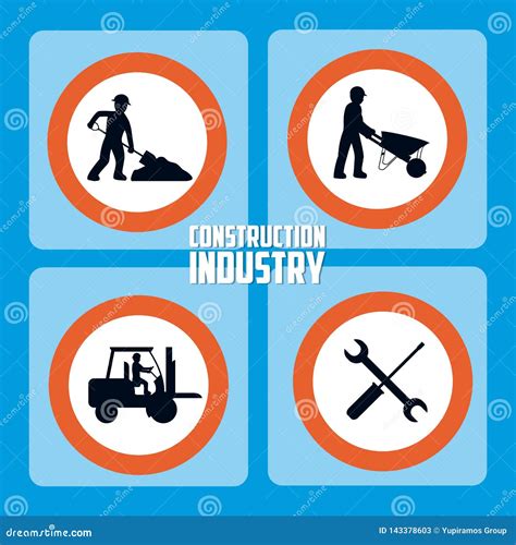 Set Of Construction Roadsign Icons Stock Vector Illustration Of