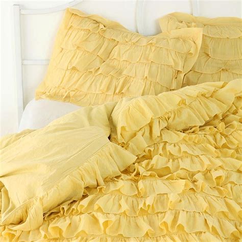 Yellow Waterfall Ruffle Bedding Set Ruffle Bedding Sets Ruffle Bedding Beautiful Bedding Sets