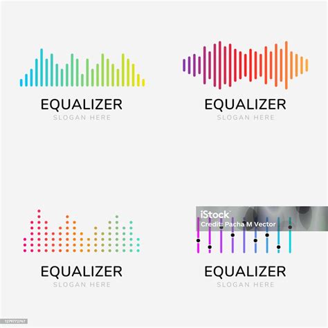 Equalizer Suara Gelombang Audio Logo Multicolor Vektor Desain Datar