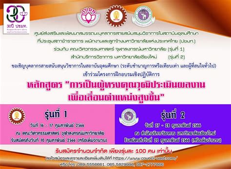 โครงการอบรมเชิงปฏิบัติการ หลักสูตร “การเป็นผู้ทรงคุณวุฒิประเมินผลงาน