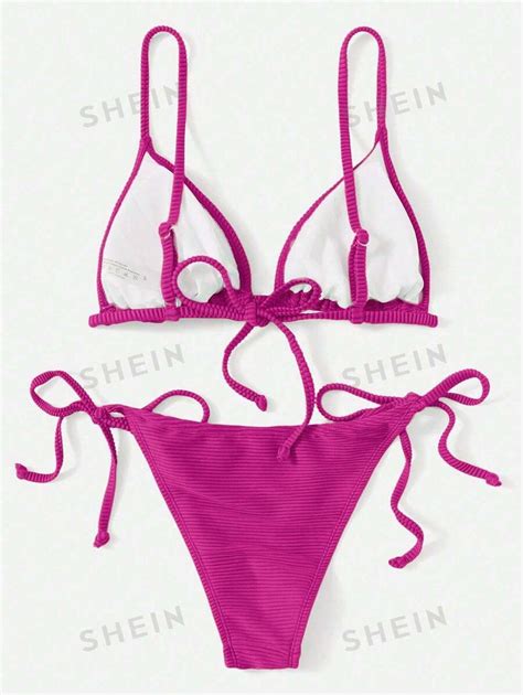 SHEIN Swim Conjunto De Bikini Separado Con Lazos Laterales De Textura