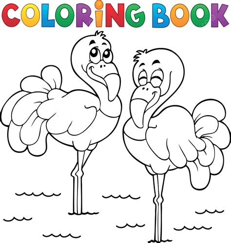 Coloring Book Flamingo Theme 1 Fauna Nature Wildlife Vector Fauna