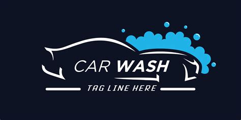 Automotive wash or car wash logo with creative car shape and bubble ...