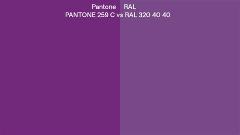 Pantone 259 C Vs Ral Ral 320 40 40 Side By Side Comparison