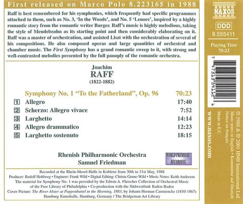 Raff Symphony No 1 To The Fatherland Samuel Friedman Rhenish PO