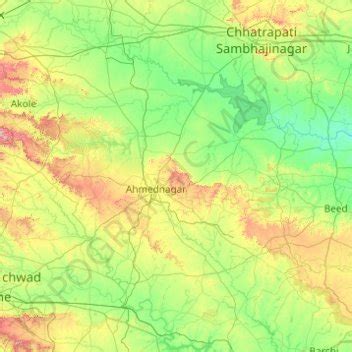 Ahmednagar topographic map, elevation, relief