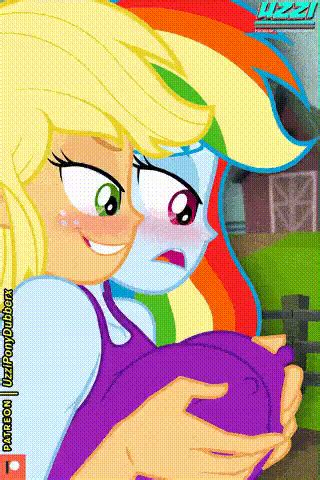 Suggestive Artist Uzzi Ponydubberx Applejack Rainbow Dash