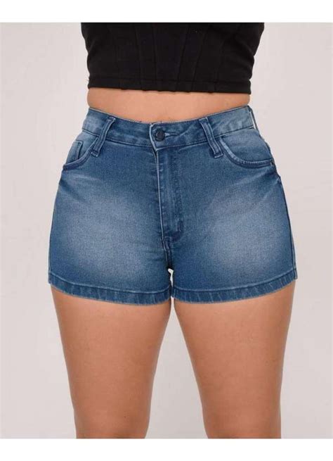 Shorts Jeans Feminino Ao Shyros Azul Madame Geri