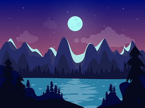 Download Night Landscape Moon Royalty Free Stock Illustration Image