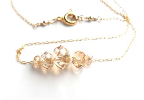 Gold Carrie Necklace Delicate Dainty K Gold Chain Swarovski