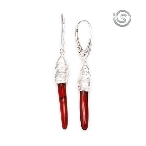 Boucles D Oreilles Ambre Cerise Sur Argent 925 1000 E4287 Bijoux