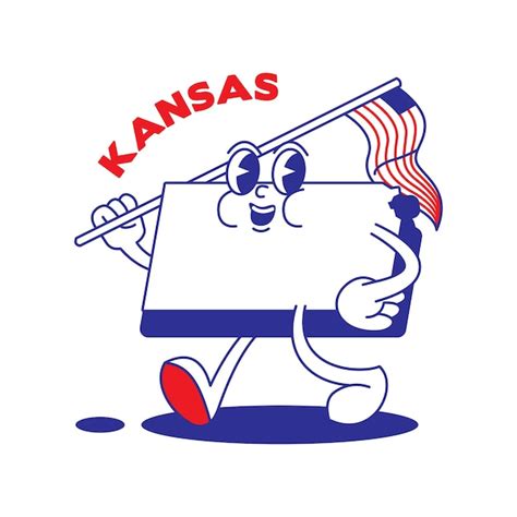 Premium Vector Kansas State Map Retro Mascot