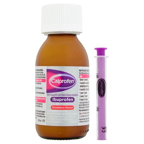 Calprofen Oral Suspension Ibuprofen 3 Months Strawberry Flavour 100ml Bestway Wholesale