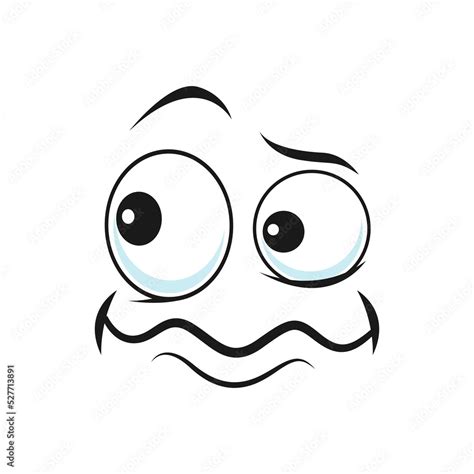 Cartoon Disgruntled Face Vector Funny Facial Emoji With Round Eyes And