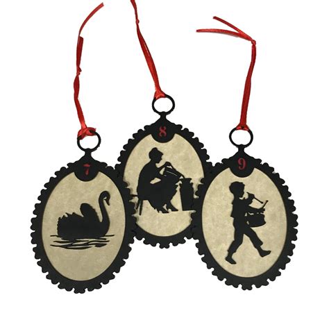 12 Days Of Christmas Silhouette Ornaments With Antiqued Paper Etsy