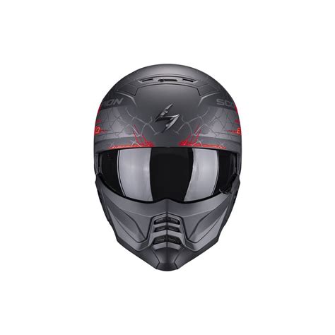 Casque Scorpion Exo Combat Ii Xenon Noir Mat Rouge