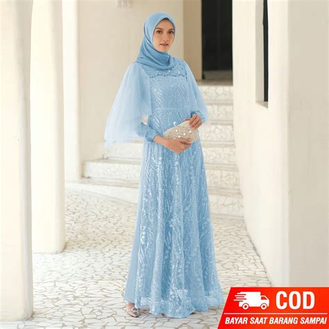 Jual Termurah Luna Dress Brokat Kombinasi Fashion Muslim Wanita