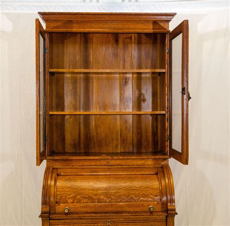 Antique Oak Cylinder Desk With Bookcase Top Eastlake Victorian At 1stDibs