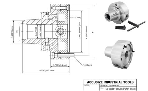 Accusize Industrial Tools 5c 5 Inch Collet Chuck Plain Back For Lathe Machine 0269 0010