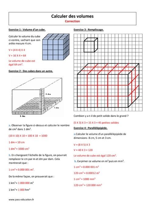 Calculer Des Volumes Me Exercices Imprimer Pass Education