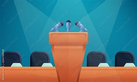 cartoon podium with microphone, vector illustration Stock Vector | Adobe Stock