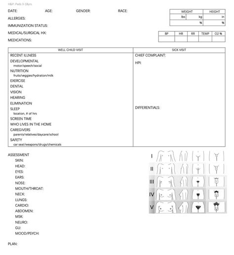 Pediatric 3 18 Years Handp Documentation Sheet Pdf 1 Page Etsy