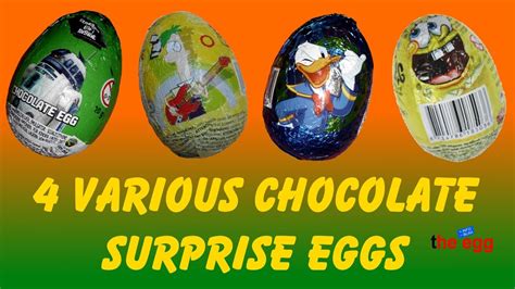 4 Chocolate Surprise Eggs Star Wars Phineas And Ferb Mickey Mouse Spongebob Unboxing