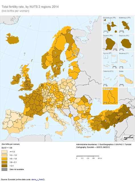 Europe Fertility Rate By Regions 2014 [756×1008] R Mapporn