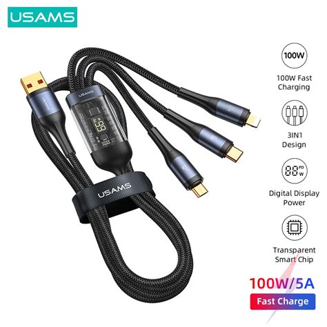 Usams U W In Digital Display Cable Pd Qc Fast Charge Type C